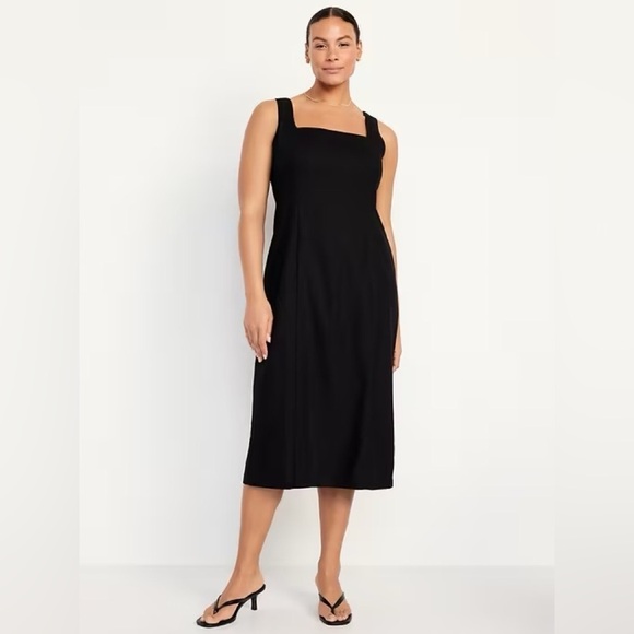 NWT! Black Sleeveless Square-Neck Midi Dress - Multiple💜 - Picture 1 of 10